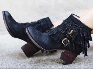 FREEBIRD by Steven Black Belle fringe Leather Boots thumbnail 1