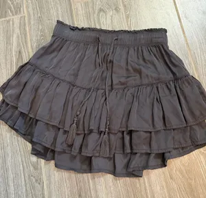 aerie women’s Gray Black Tiered Skater Skirt silky flowy size small S thumbnail 1
