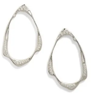 Kendra Scott Livi Fontal Hoops Silver Tone Pave Crystal Hoop Earrings Post Back thumbnail 1