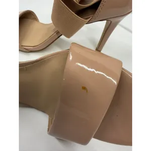 Saks Fifth Ave Women's Nude Deidra Patent‎ Leather Criss-Cross Strap Stilleto 7 thumbnail 6