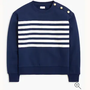 NWT J.CREW Striped button-shoulder crewneck pullover thumbnail 2