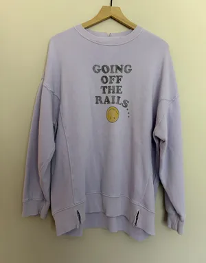 Aerie The Chill Crewneck Pullover Going off the Rails Lavender Medium thumbnail 1