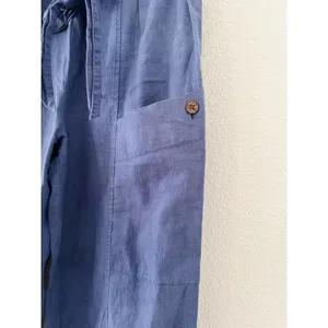 Free People Linen Wide Leg Utility Pants Blue XS thumbnail 4