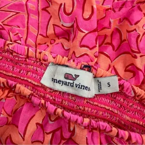 Vineyard vines Neon Tortola smocked midi dress pink orange‎ sz S thumbnail 6