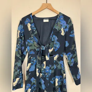 Aritzia Wilfred Aubagne Black Blue Cutout Long Sleeve Midi Dress size 4 $175 thumbnail 9