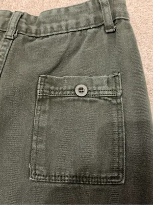 Olive Green Wide Leg Cargo Pants thumbnail 5