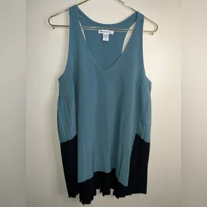 Athleta Teal and‎ Black Colorblock V-Neck Tank thumbnail 3