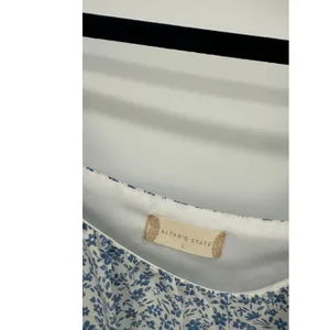 Altar'd‎ State Crop Top Women Large Blue Microfloral Milkmaid Summer Tie Back thumbnail 6