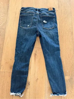 Women's Short Ripped Skinny Jeans/Jeggings in Dark Blue thumbnail 7
