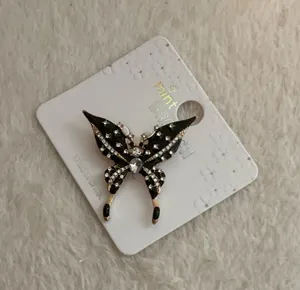 Mint Black and Clear Crystal Butterfly Brooch thumbnail 1