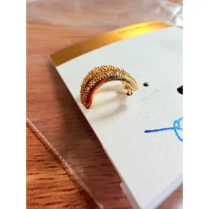 Allison Reed Gold Triple‎ Row Pave Rhinestone Hoop Earrings OS thumbnail 7
