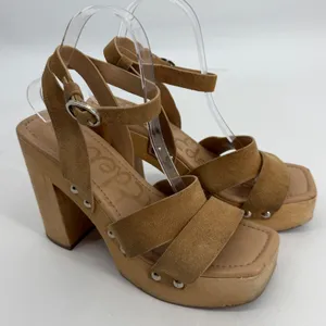 Sam Edelman‎ Rosalind Tan Suede Wooden Platform Sandals Size 8M Studded Clogs thumbnail 1