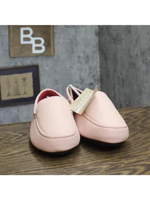 NWT Isotoner Leather Faux Fur Moccasin Slippers Evening Sand Pink XL (9.5-10.5) thumbnail 4