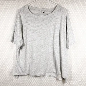 Anthropologie Akemi + Kin Grey White Striped Boxy Short Sleeve Top‎ thumbnail 2