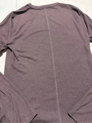 Madewell Long Sleeve Ribbed Crew Neck Shirt brown large thumbnail 9