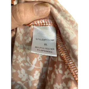 Papermoon Short sleeve orange floral button up Tank Top | XL thumbnail 6