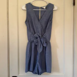 100% Cotton LOFT Denim Blue Romper Shorts thumbnail 2