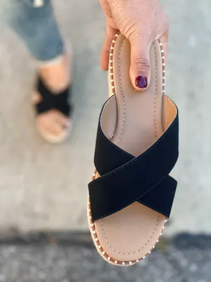 Soda Black Slip On Espadrille Wedge thumbnail 1