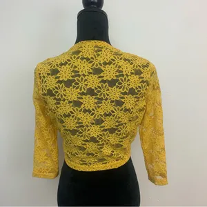 Women’s‎ L Yellow Lace Bolero Jacket Whimsical Fairy Romantic Feminine Festival thumbnail 3