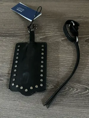 Rebecca Minkoff So Connected Luggage Tag Black Leather Studded USB thumbnail 1