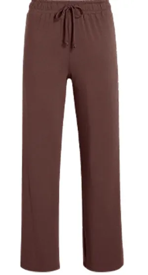 Nuuds Women’s Coffee Brown Lounge Pajama Pants Wide Leg Size XS thumbnail 1