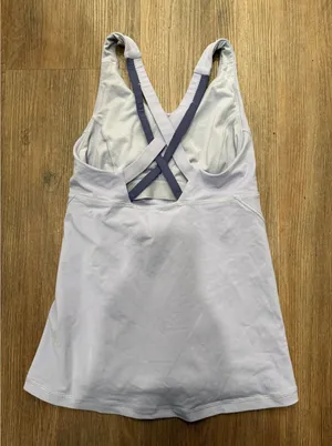 Lululemon Lavender Purple Cross Back Athletic Tank Top with Shelf Bra‎ Size 4 thumbnail 1