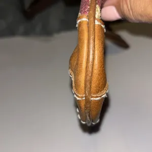 Gap Red And Tan Leather Fish Wristlet Super Cute Preloved thumbnail 3