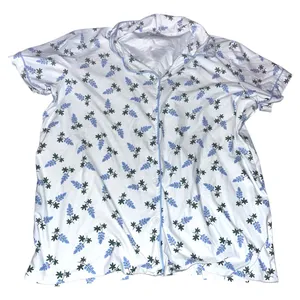 Sugar bee floral button down pj set White Size 2X thumbnail 3