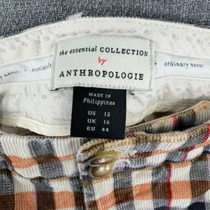 Anthropologie Essential Collection Plaid Corduroy Straight Leg Trouser Pant 12 thumbnail 5