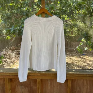 Quince Women's 100% Organic Cotton Fisherman's Sweater Ivory Size L thumbnail 2