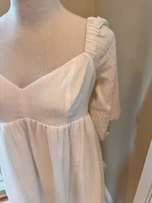 Wayf Ripton Puff Sleeve Babydoll Dress White Flirty Relax Fit S thumbnail 4