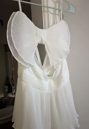 Bow ruffle White Maxi Dress  thumbnail 3