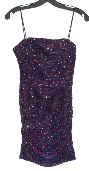 Lulus Sequin Sparkly Purple Dress S Y2K Bodycon Ruched Coquette Going Out Club thumbnail 1
