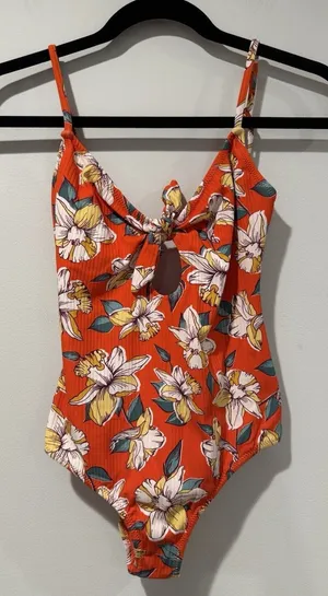 NEW Eberjey Swimsuit XS Hibiscus Kelly Travel Tropical Floral Vacation Retro thumbnail 1