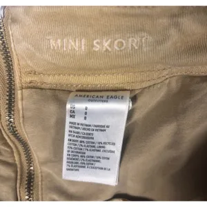 American Eagle Tan Pleated Skirt Sz 0 Cotton Lyocell Blend‎ Back Zip thumbnail 4