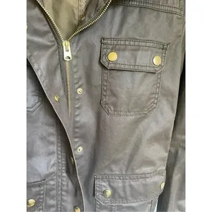 JCrew Women’s Downtown Field Jacket Green Waxed Cotton Size S thumbnail 4