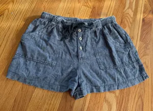Free People Linen Blend Shorts Gray Large Boho Casual Summer Beach thumbnail 1