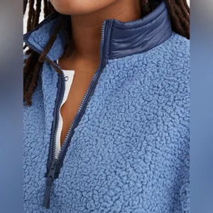 NWT Aerie Dream Sherpa Quarter Zip Pullover Marbled Blue XL Oversized Cozy thumbnail 5