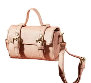 Anthropologie Aidy Pink Faux Leather Barrel Bag thumbnail 1