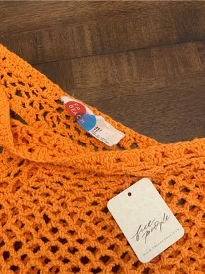 Free People FP Beach Catch Me Fauxchet Swimsuit Cover Up XS Orange Midi Dress thumbnail 2
