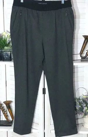 ZARA career pants gray cuffed hem relaxed barrel legs preppy academia heritage thumbnail 1