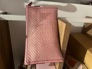 Coach Metallic Woven Leather Clutch Pink & Rose Gold thumbnail 3