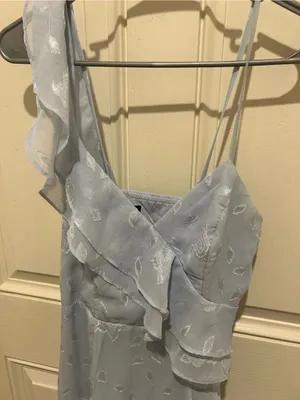Lulu's Pale Blue Floral High-Low Ruffle Wrap Dress thumbnail 4