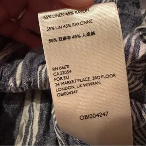 Anthropologie Maeve Schuyler Smocked Blue & White Striped Peplum Top Sz‎ M thumbnail 5