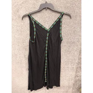 Free People Womens Mini Dress Medium Black Boho Embroidered V-Neck Sleeveless thumbnail 7