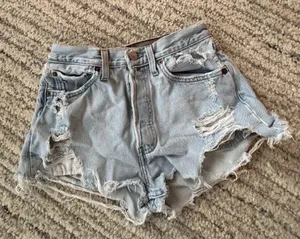 Vintage Levi Distressed Denim Shorts size 24 thumbnail 1