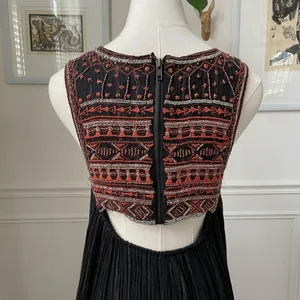 Free People Aztec Embroidered Beaded Swing Dress Open Back $168 2 thumbnail 7