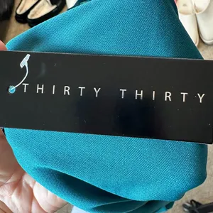 NWT Thirty Thirty Feather Trimmed Cocktail Party Slip Dress in Emerald Size M thumbnail 11