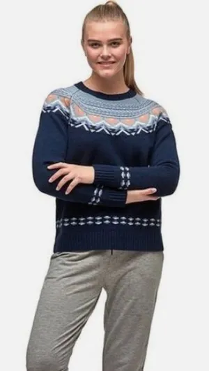 NWT Kari Traa Women's Size S Sundve Knit Naval Wool Blend Sweater 622345 thumbnail 1