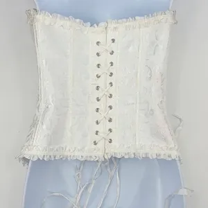 Y2K Coquette Cream Corset Top Sz S Bustier Lace Up Fairycore Bridal Goth thumbnail 6
